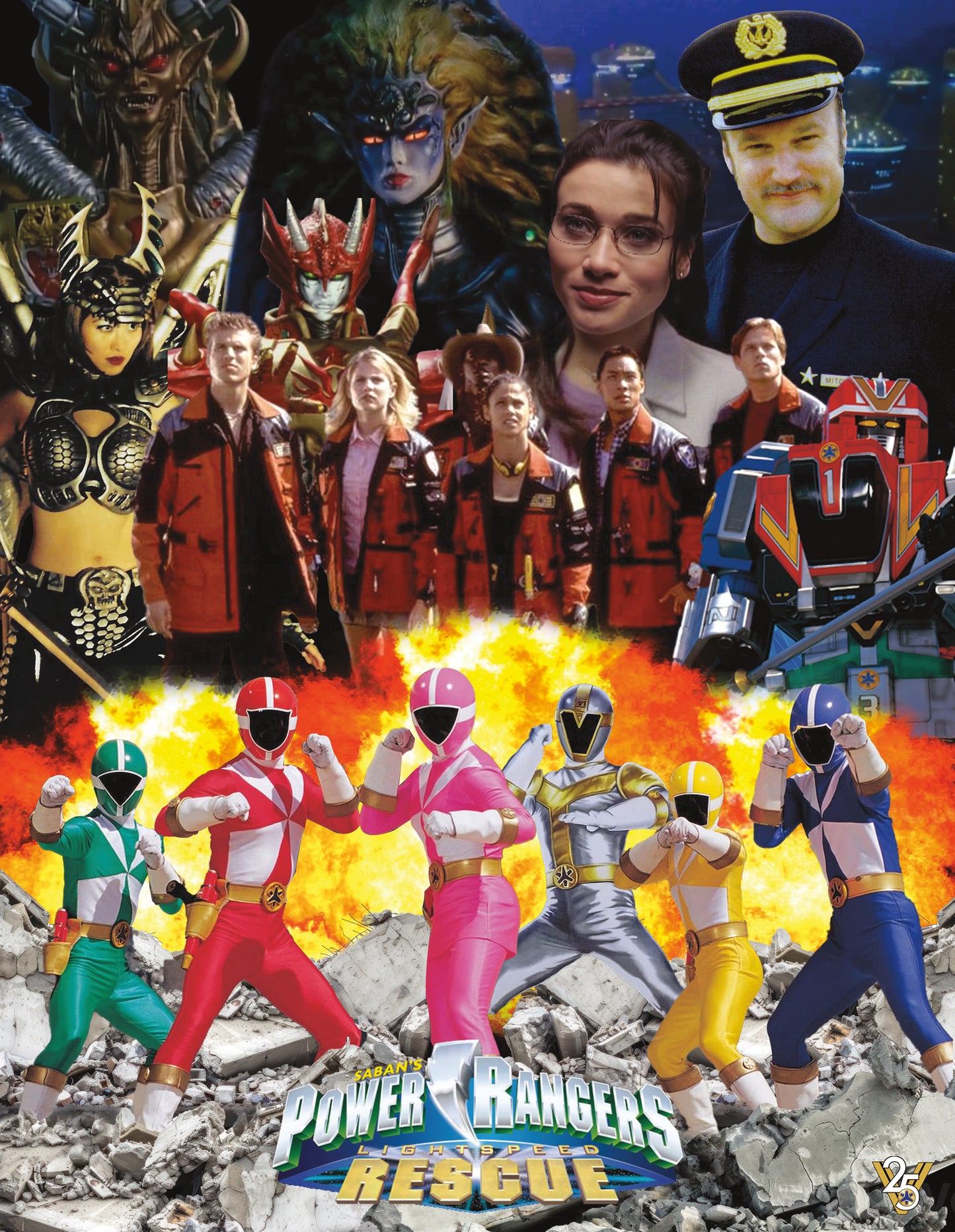 Pasadena Comic Con Power Rangers Lightspeed Rescue 25th Anniversary Print