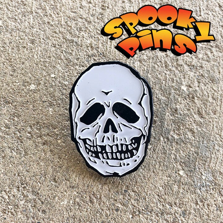 Spooky Pins Halloween Pin Set Skull, Witch, Jack O Lantern, And Silver Shamrock Enamel 1.5 inch Pins