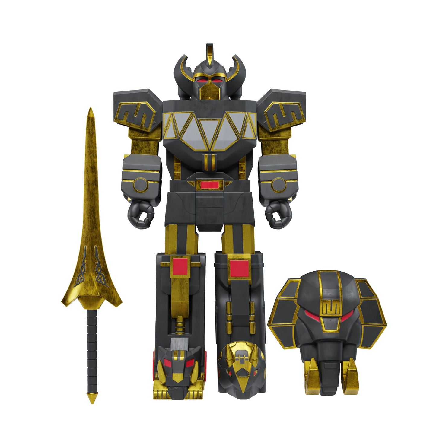 Power Morphicon Black and Gold Megazord & Dragonzord Set ReAction Figures by Super7