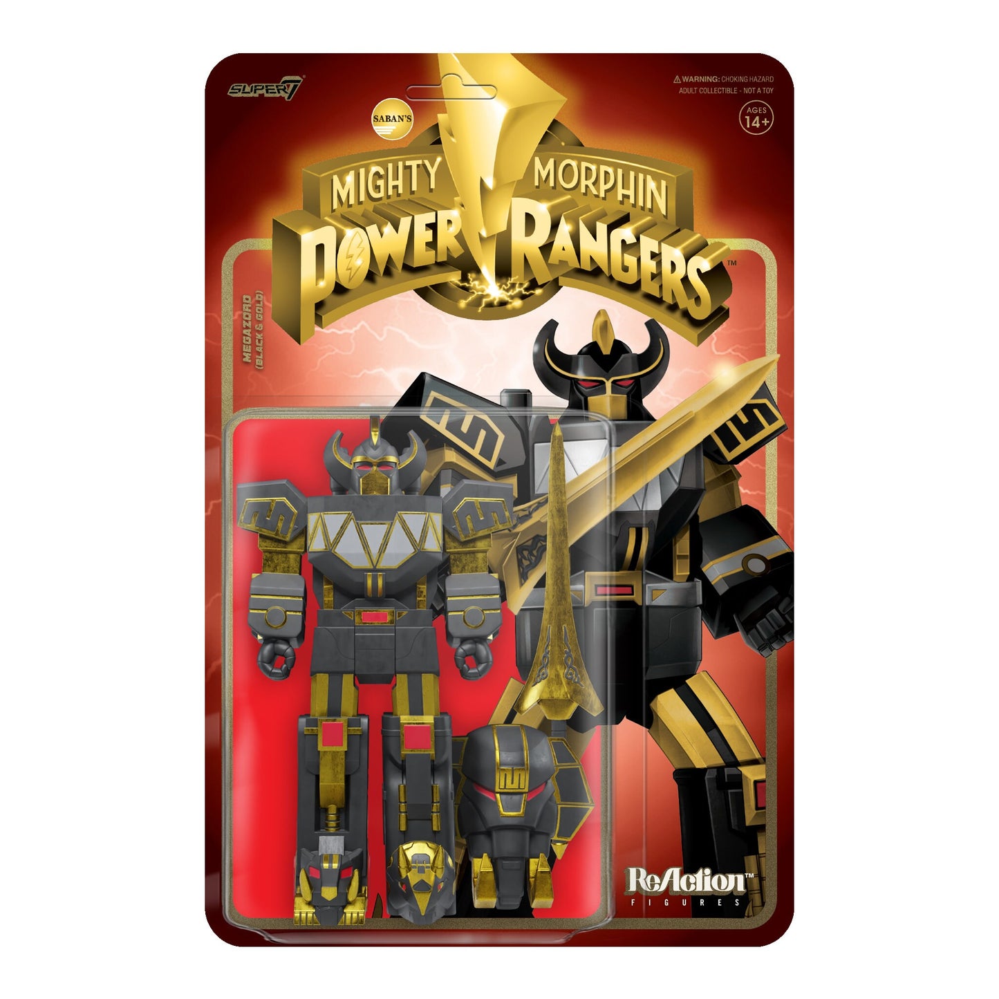 Power Morphicon Black and Gold Megazord & Dragonzord Set ReAction Figures by Super7
