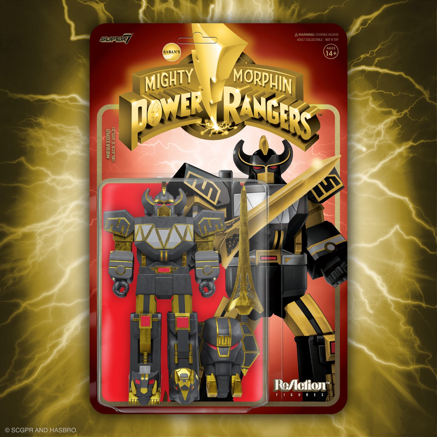 Power Morphicon Black and Gold Megazord & Dragonzord Set ReAction Figures by Super7