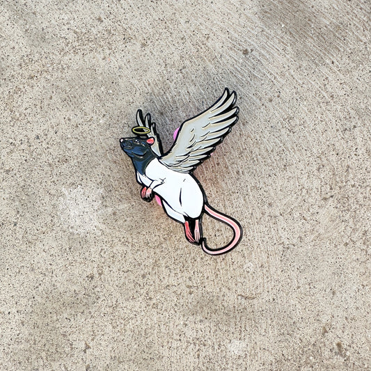 Hooded Angel Rat Two inch Enamel Pin