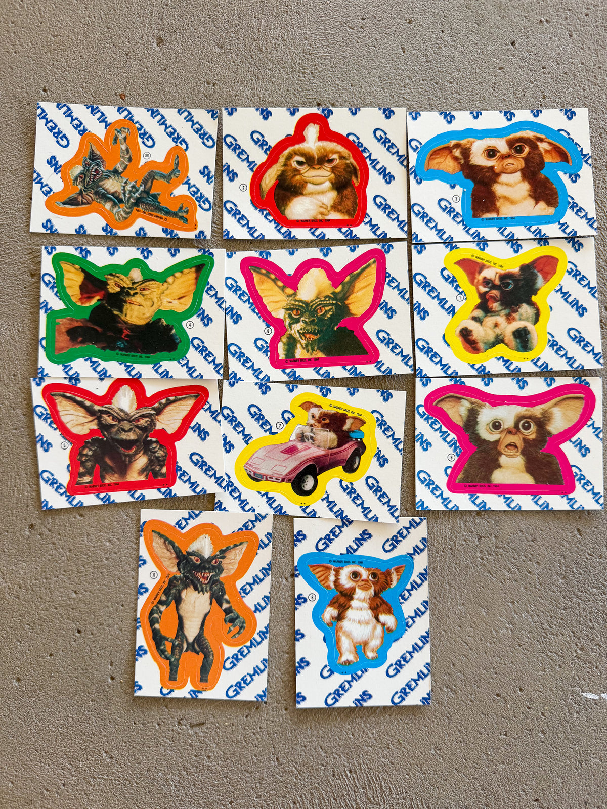 Gremlins 1984 11 sticker card set Topps