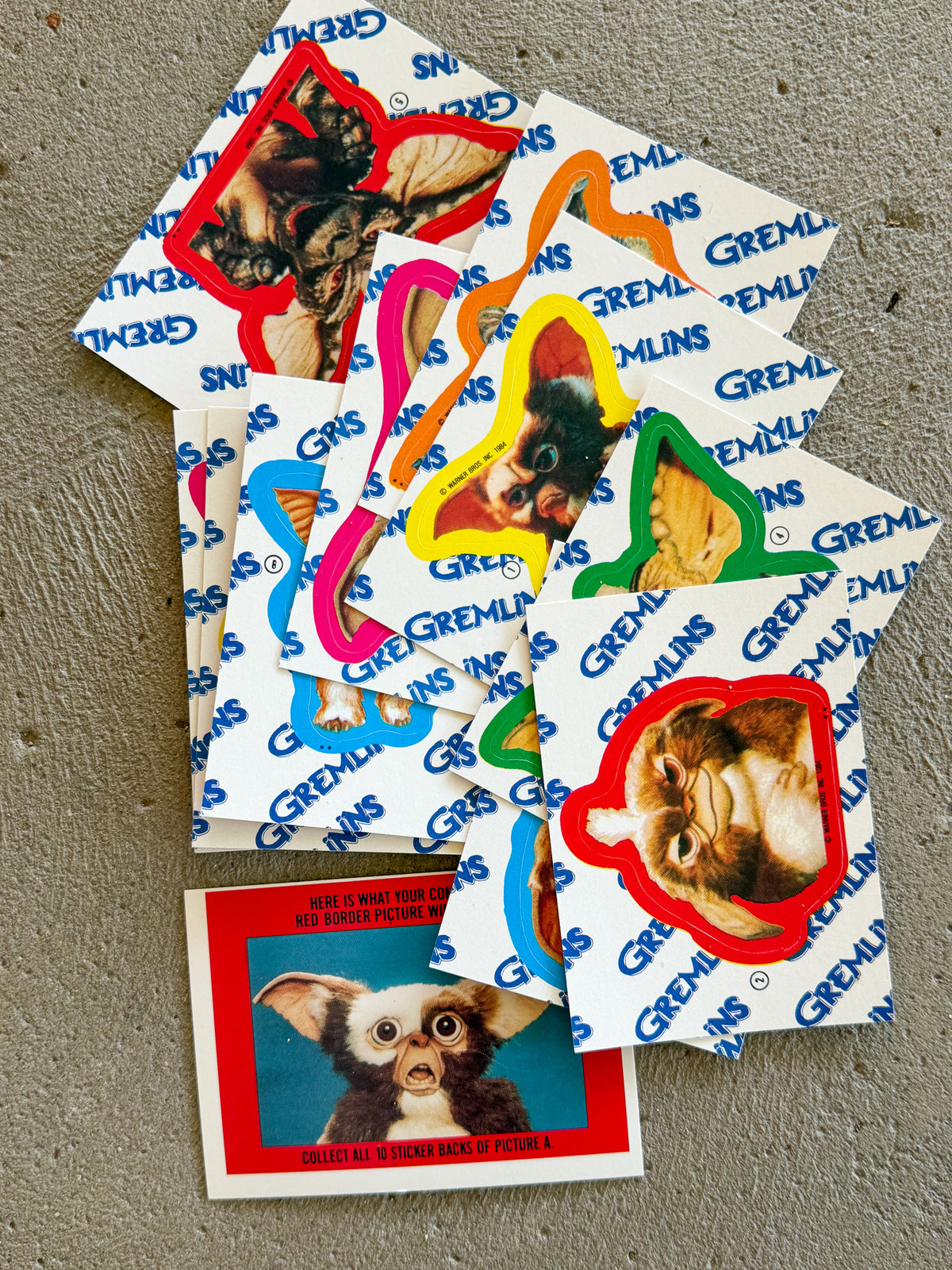 Gremlins 1984 11 sticker card set Topps