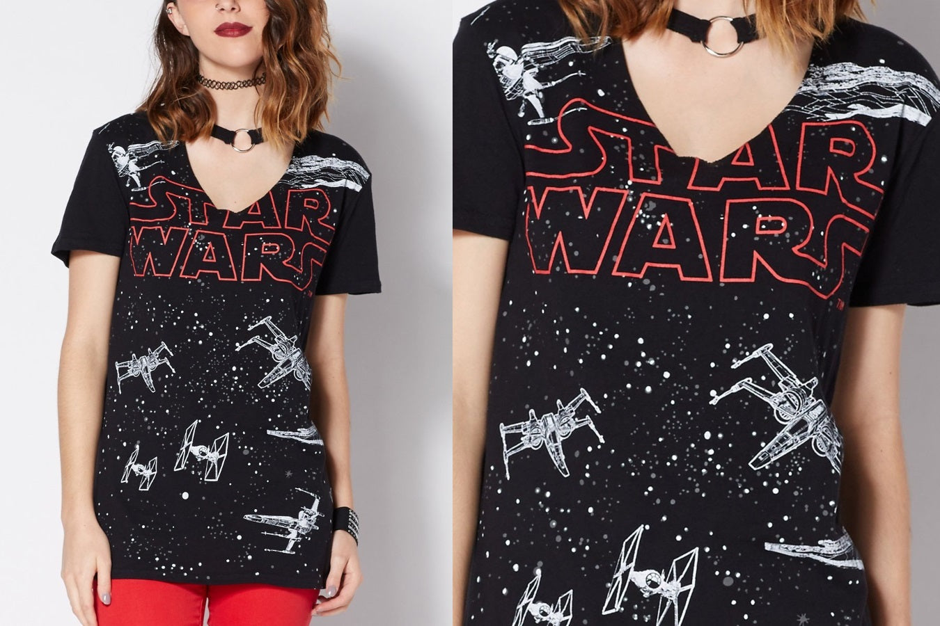 Black Star Wars Battle O-Ring Choker Tee Shirt